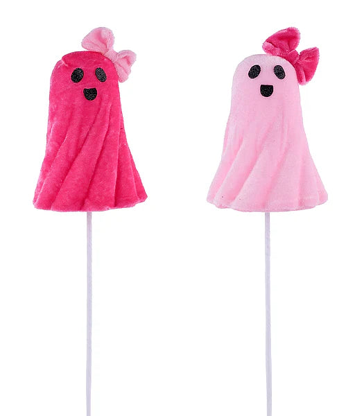 14.5"L VELVET/STYRO GHOST STEM- 2 ASST: HOT PINK/PINK- HH141299