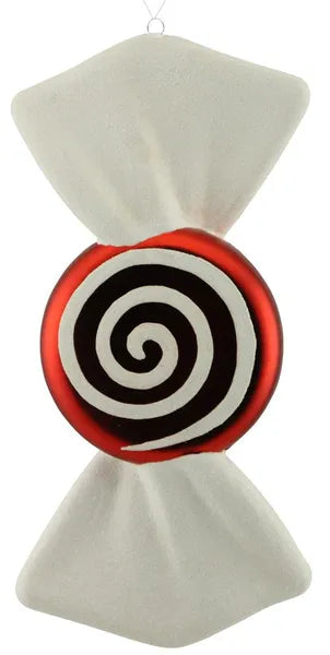 11"L Candy Swirl Orn-Matte Red/White-XY8369MA