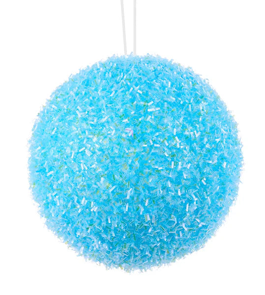 4"DIA V-CUT FOIL NEON BALL ORN- NEON BLUE- XJ780503