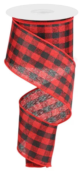 2.5" x 10yd Woven/Diagonal Check-Red/Black-RL1972CM