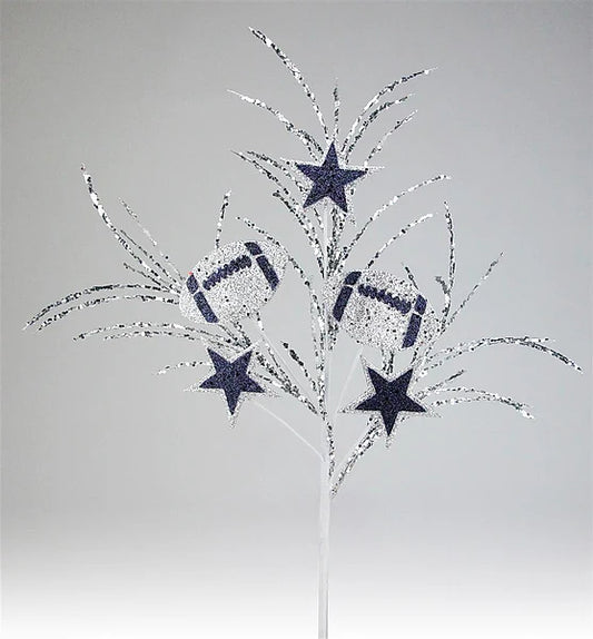 29"OAL GLITTER FOOTBALL/STAR PICK- SILVER/NAVY- MZ187960