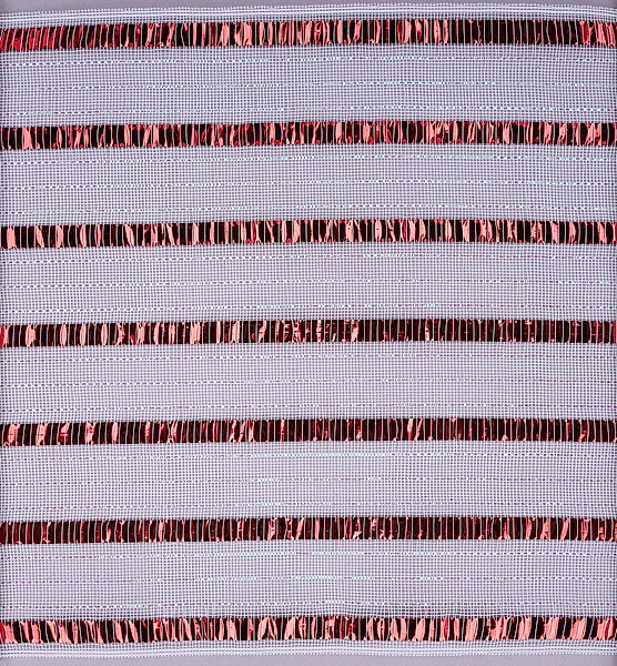 10.5"SQ FINE WEAVE XL FOIL STRIPE SHEET- 40EA/BG; WHITE/RED- RF2676A2