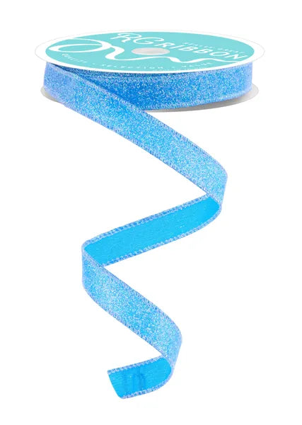 5/8"X10YD IRIDESCENT GLITTER ON SATIN- BLUE/IRIDESCENT- RGF147803