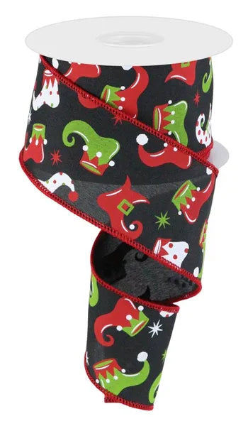 2.5" x 10yd Elf Boots-Black/White/Red/Lime-RGC168202