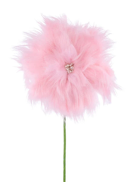 12"DIA X 19"L FURRY POINSETTIA PICK- PINK- XS255122
