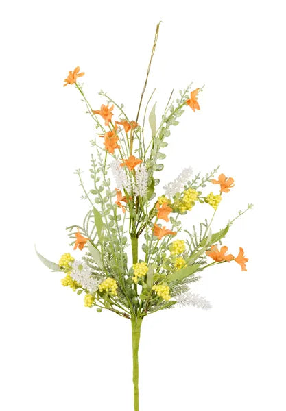 24"L Fabric Flower/Eva Leaf/Beads Spray-Orange/Yellow/White-FH8071CX