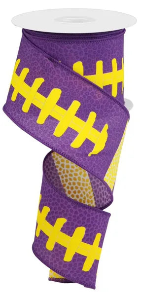 2.5"X10YD FOOTBALL LACES-WHITE/PURPLE/YELLOW-RGC1262CN