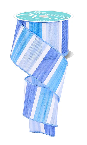 2.5"X10YD WATERCOLOR STRIPES- WHITE/BLUE/SMOKE BLUE- RGH1391TJ