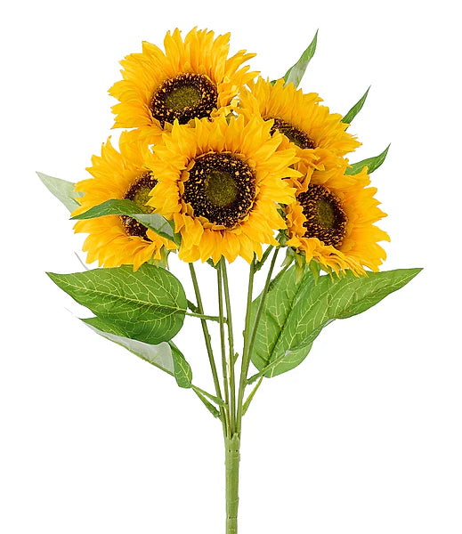 17"L SATIN SUNFLOWER BUSH X5- YELLOW- FN175029
