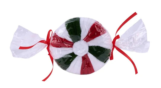 11"Oal x 4.75"Dia Round PepperminT- White/Red/Emerald Green-XC1170J8