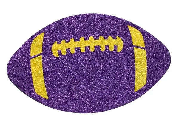 12"W X 7.25"H GLITTER FOOTBALL-PURPLE/YELLOW-MD0272E4