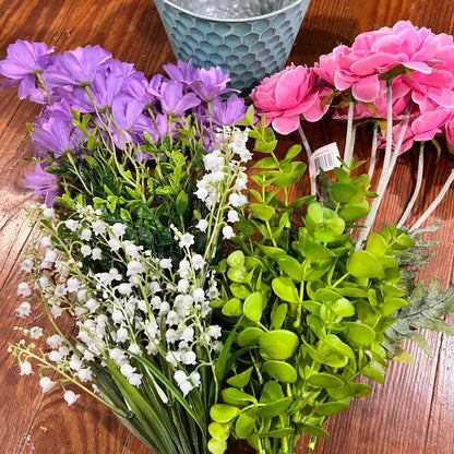 Blooms and Booms: Summer Floral Blue Container Arrangement
