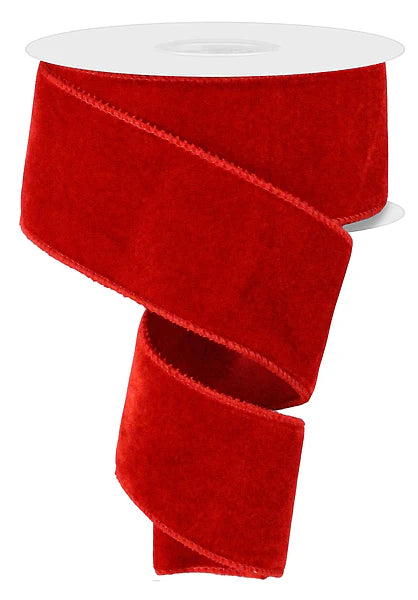 2.5"X10YD DELUXE VELVET/SATIN BACKING- RED- RGE165924