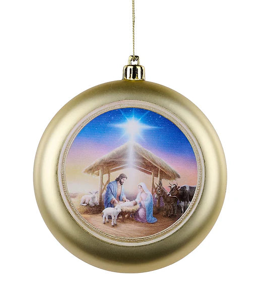120MM NATIVITY SCENE FLAT DISC ORN- GLD/BLUE/BRWN/WHT/MAGENTA- XJ7711JJ