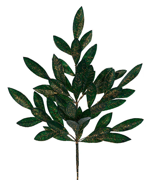 23.5"L BRUSHED BAY LEAF SPRAY- HUNTER GREEN/GOLD- XX9687E5
