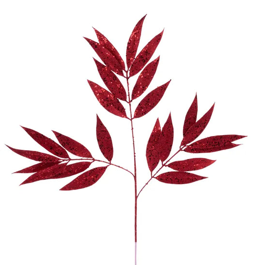 27"L Pointed Bay Leaf Spray-Red-XS2491E2
