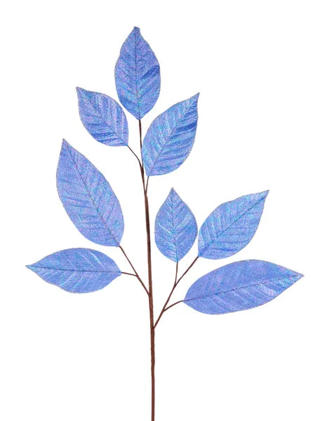 31.5" Iridescent Magnolia Leaf Spray-Blue-XS251703