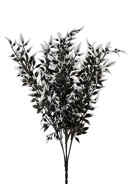 17.25"L PLASTIC LEAF BUSH X7- BLACK/WHITE- HH129850