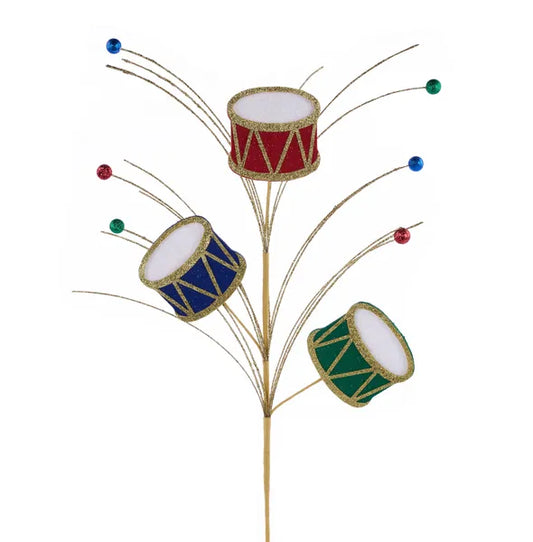 23"L Glitter/Felt Christmas Drums Spray-Traditional Multi-XP019651
