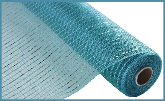 10" x 10yd Wide Foil Mesh-Teal W/Turquoise Foil-RE136660