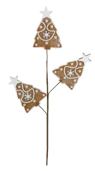 27.5"L Gingerbread Christmas Tree Spray-Brown/White-XS1160