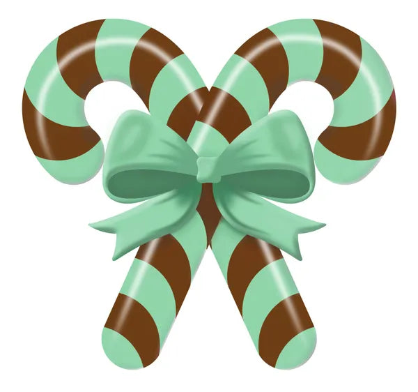 13"Lx12"H Metal/Embossed Candy Cane Sign- Mint Green/Chocolate-MD1365J2