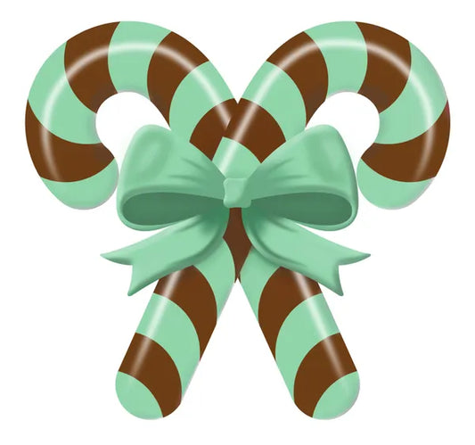 13"Lx12"H Metal/Embossed Candy Cane Sign- Mint Green/Chocolate-MD1365J2