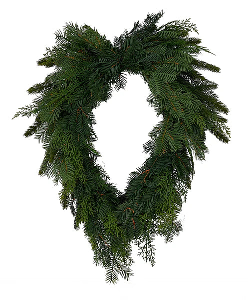 27"LX19"W SOFT TOUCH HEMLOCK/PINE HEART- GREEN- XX2616