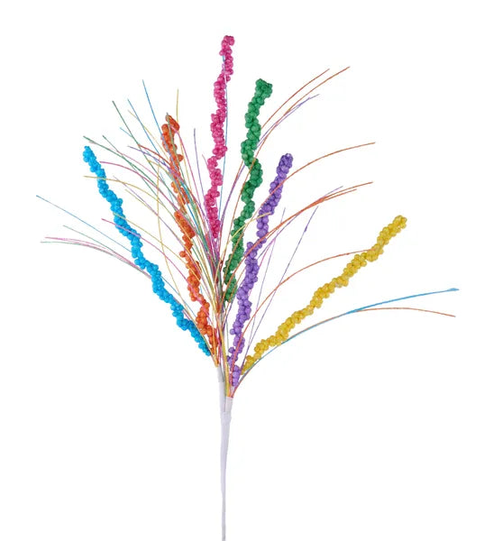 33"L GLITTER CURLY SPIKE/FISHLINE SPRAY-PNK/GRN/YLW/BLU/ORG/LAV-XS15422C