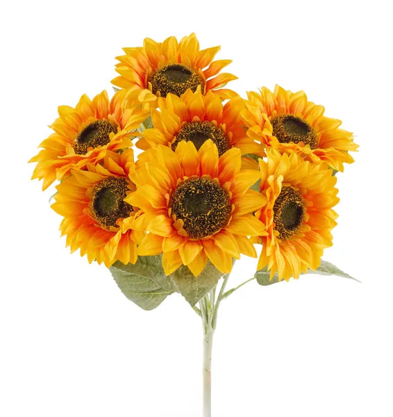 17"L SUNFLOWER BUSH X 7-YELLOW GOLD/DARK ORANGE-FN164732