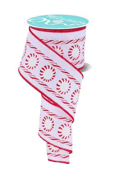 2.5" x 10yd Glitter Peppermint/Satin-White/Red/Burgundy-RGF180927