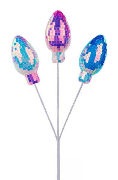 16.75"L Iridescent Light Bulb Pick x 3-Blue/White/Pink-XS144077