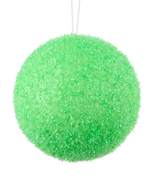 6"DIA V-CUT FOIL NEON BALL ORN- NEON GREEN- XJ780709