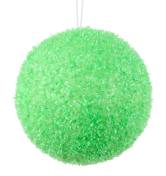 4.75"DIA V-CUT FOIL NEON BALL ORN- NEON GREEN- XJ780609