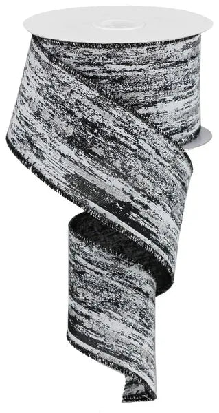 2.5" x 10yd Glitter/Metallic Streaks-Black/White/Silver-RGA191802