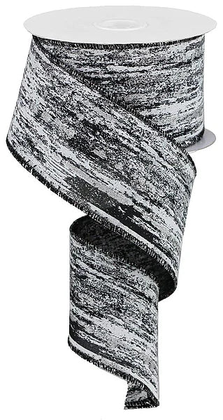 2.5"X10YD GLITTER/METALLIC STREAKS- BLACK/WHITE/SILVER- RGA191802