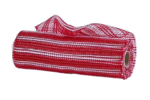 10"X10YD HORIZONTAL WIDE STRIPE MESH- RED/WHITE- RE8902N5
