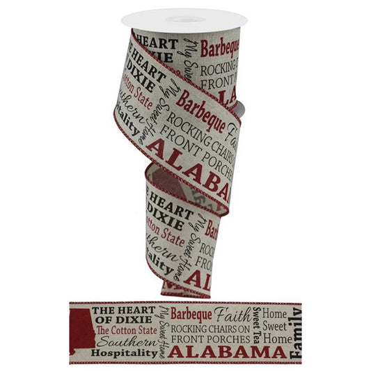 2.5" x 10yd Alabama On Royal-Lt Natural/Red/Black-RG01714NT