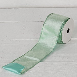 Wired Ribbon-2.5inWx10YD-Mint Green Velvet with Satin Back- R32939