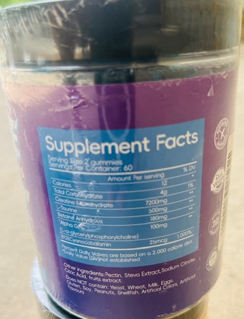 7200 mg CREATINE MONOHYDRATE GUMMIES-BLUEBERRY-X004EL48EV