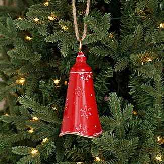 7in Nordic Holiday Lantern Bell-Red- 570686