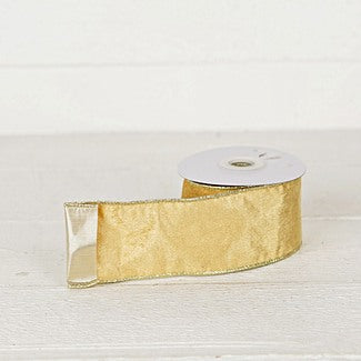 2.5inWx10Yard Wired Ribbon-Golden Velvet/Gold Wire/Gold Satin- 57R0900