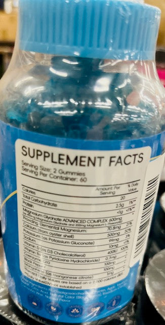 600 mg MAGNESIUM GLYCINATE GUMMIES-BLUEBERRY-X004UE24TN