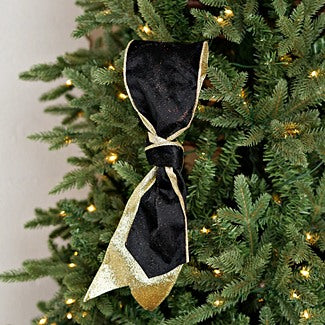 4inWx10Yard Wired Ribbon-Black Velvet/Gold Wire/Glitter Gold- 57R0958