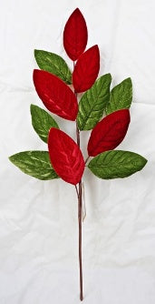25in Velvet Red Green Magnolia Lvs Spray- ISB73603