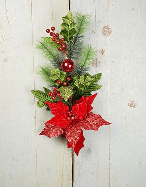 26in Velvet Holiday Poinsettia Branch-RED- ISB79502