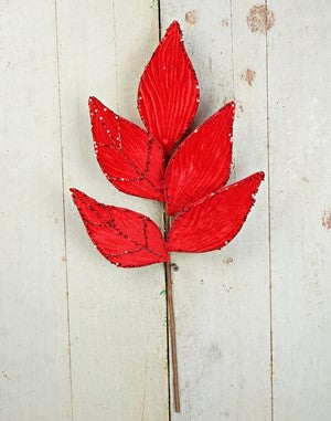 22in Elegant Velvet Magnolia Lvs Spray-RED- ISB79808