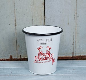 6.5inDx7inH Holiday Enamel Bucket- M11121