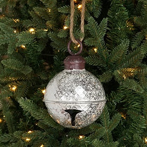 5in Metalic glitter Waffle Pattern Bell w. loop-Platimum- M32531