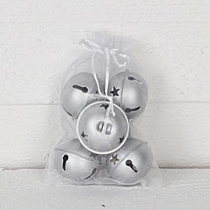2in Silver bellsx6 in sheer sack- M32606